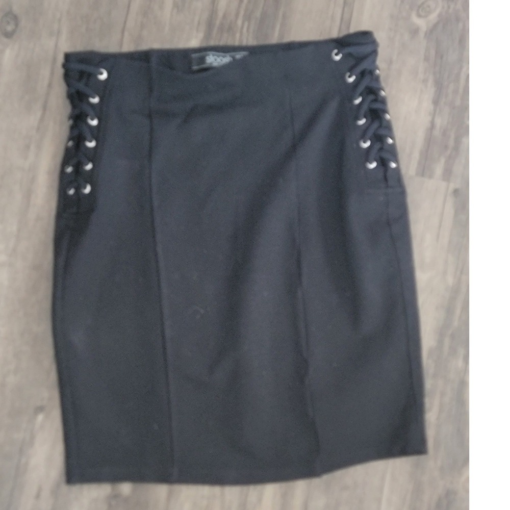 Stoosh Black Lace Up High Waisted Mini Skirt Womens Size Small